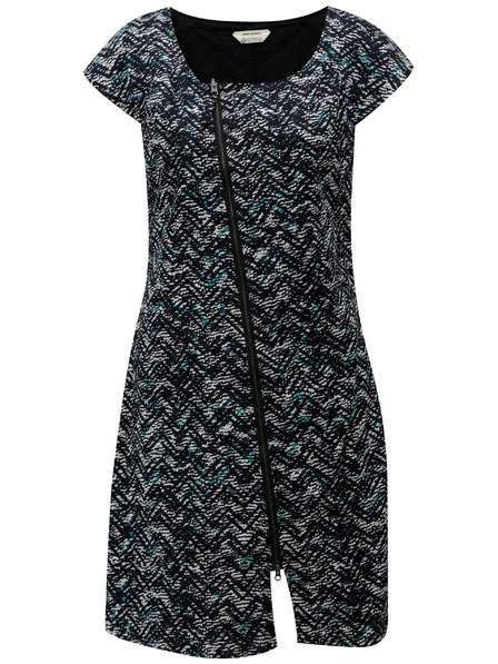 SKFK Weiß und blau gemustertes Kleid mit asymmetrischem Reißverschluss SKFK Aiara