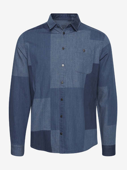 Blend Blaues gemustertes Denim-Shirt Blend Patchwork