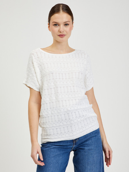 Orsay Cremefarbener Damen-Kurzarmpullover ORSAY