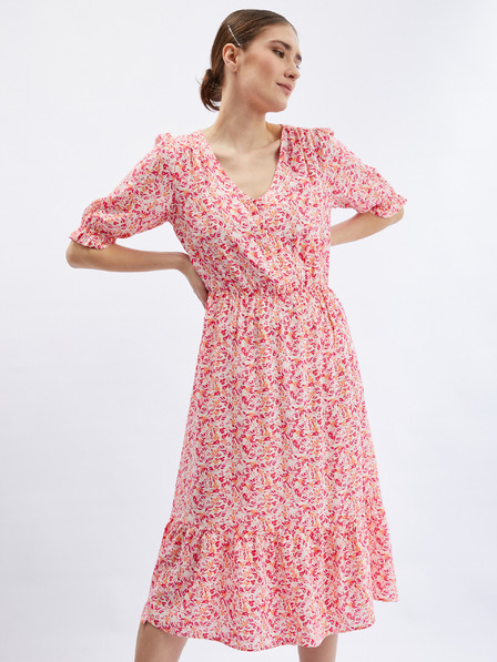 Orsay Orange-rosa Damenkleid mit Blumenmuster ORSAY