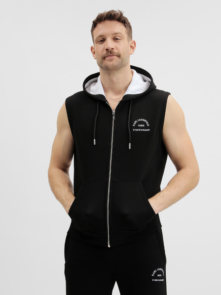 Karl Lagerfeld KARL LAGERFELD Schwarzes Herren-Kapuzen-Sweatshirt mit Reißverschluss