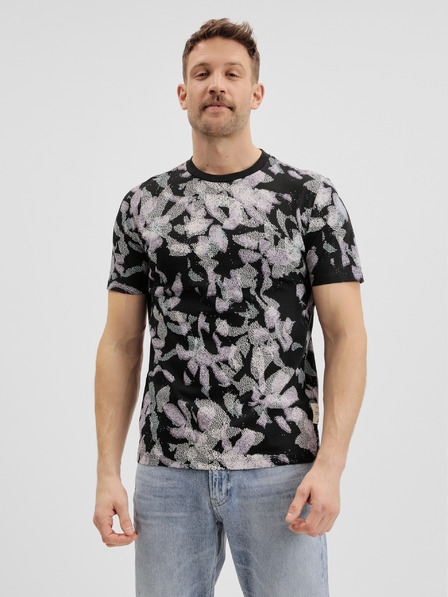 Tom Tailor Denim Schwarzes gemustertes Herren-T-Shirt von Tom Tailor Denim