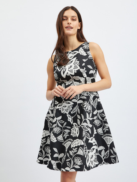 Orsay Weißes und schwarzes Damen-Blumenkleid ORSAY