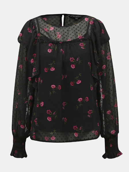 Dorothy Perkins Schwarze geblümte Bluse Dorothy Perkins