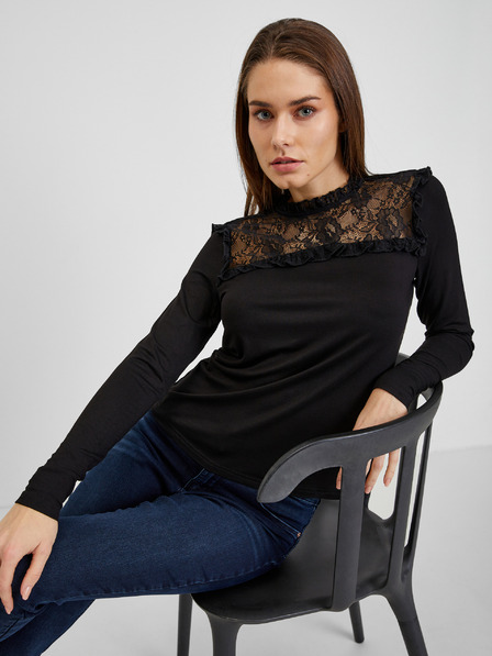 Orsay Schwarzes Damen-T-Shirt mit Spitzendetail ORSAY