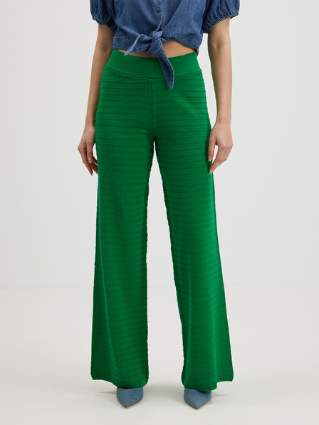 ONLY Grüne gerippte Hose mit weitem Bein für Damen ONLY Cata