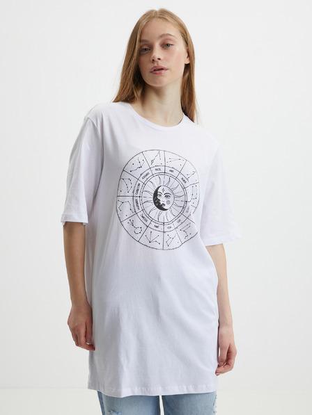 Noisy May Noisy May Zodiac Weißes langes Damen T-Shirt in Übergröße