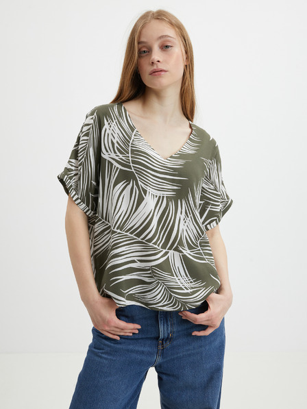 ONLY Khaki-gemusterte Bluse NUR Augustina