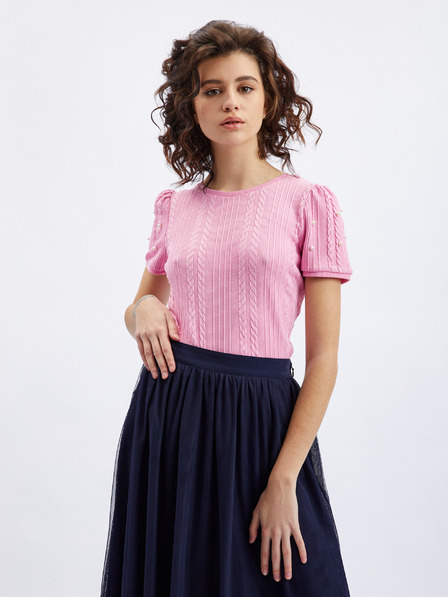 Orsay Rosa Damen-T-Shirt mit dekorativen Details ORSAY