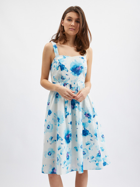 Orsay Blau-weiße Damen-Blumenkleid ORSAY