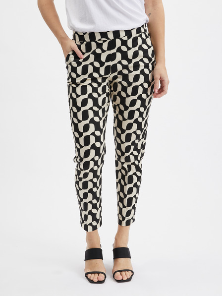 Orsay Cremefarbene und schwarze gemusterte Damenhose ORSAY