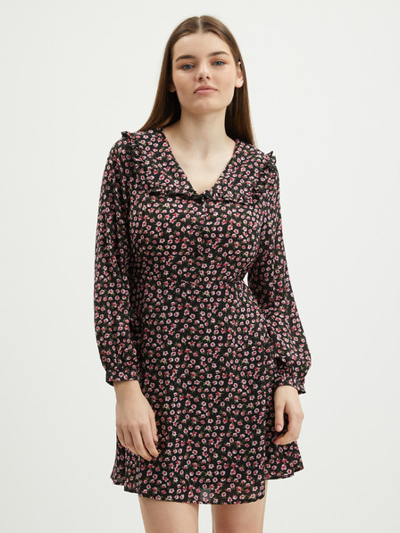 ONLY Schwarzes geblümtes Kleid ONLY Rosa
