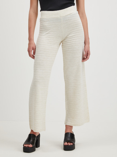 ONLY Cremefarbene gerippte Damen-Weitbeinhose ONLY Cata