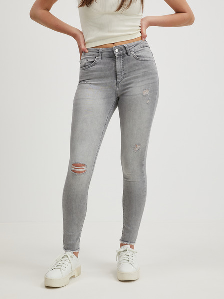 ONLY Hellgraue Skinny Fit Jeans für Damen ONLY Blush mit Rippstrick