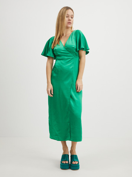 Vila Grünes Damen-Midikleid aus Satin VILA Sateeny