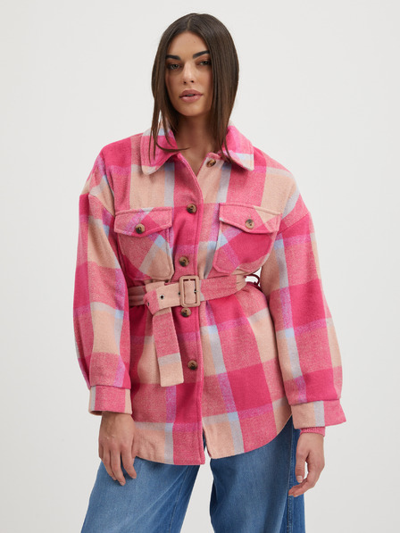 Pieces Rosa karierte leichte Hemdjacke Pieces Selma