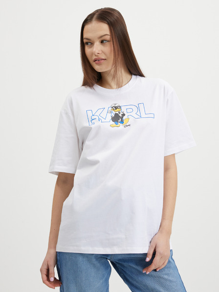 Karl Lagerfeld Weißes Damen-T-Shirt in Übergröße KARL LAGERFELD x Disney