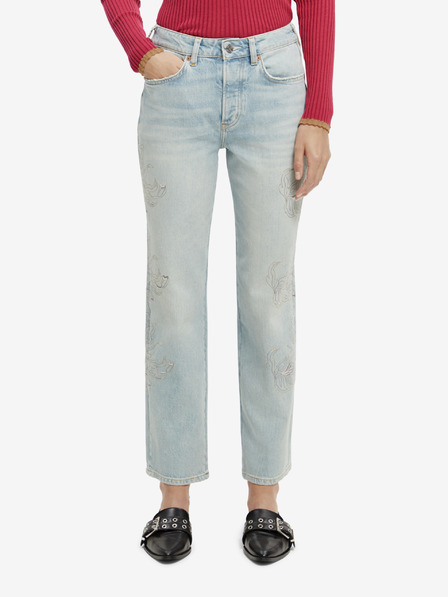Scotch & Soda Hellblaue Straight-Fit-Jeans für Damen mit Schlagbund Scotch & Soda