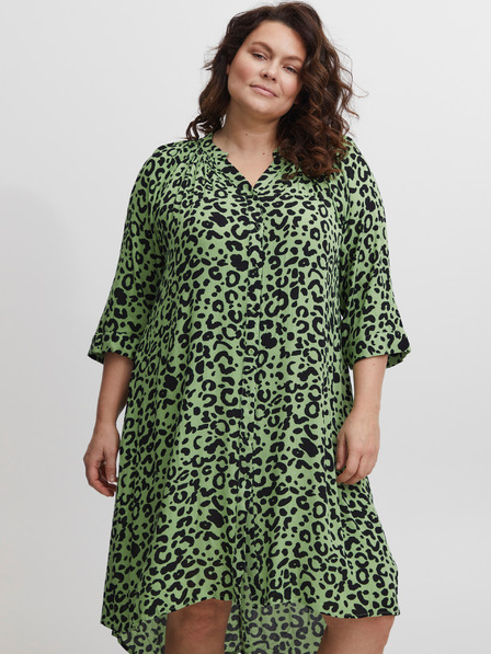 Fransa Grünes gemustertes Damen Shirt Kleid Fransa