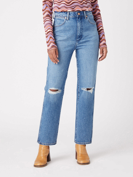 Wrangler Blaue Straight Fit Jeans mit Rippeffekt für Damen von Wrangler
