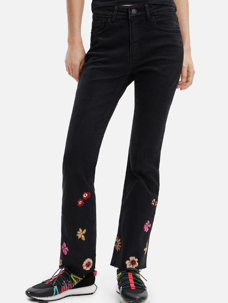Desigual Schwarze Straight Fit Jeans mit Blumenmuster für Damen Desigual Nicole
