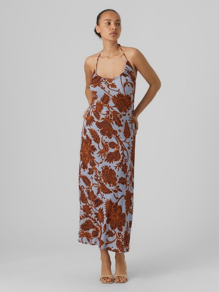 AWARE by VERO MODA Braun und blau gemustertes Maxikleid AWARE von VERO MODA Fatal für Damen