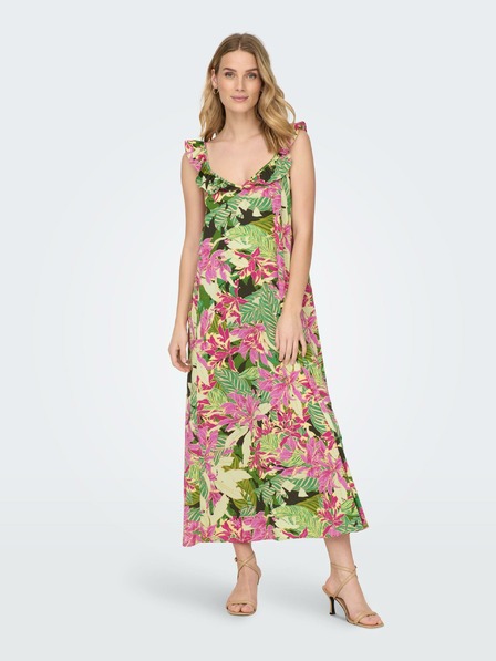 ONLY Rosa und grün gemustertes Maxikleid für Damen ONLY Zora