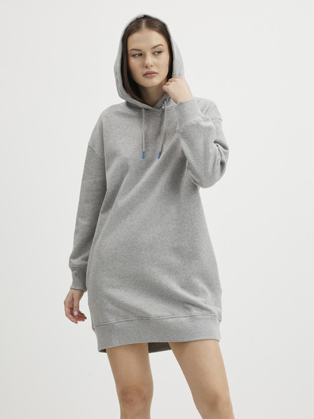 Pepe Jeans Hellgraues Damen-Sweatshirt-Kleid mit Kapuze Pepe Jeans Dana