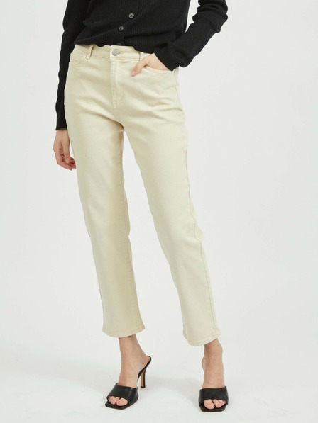 Vila Cremefarbene gerade geschnittene Jeans VILA Sommer