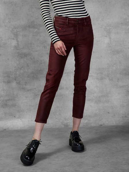 Diesel Diesel Damen burgunderrot Cropped Slim Fit Jeans