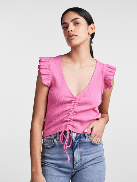Pieces Rosa Damen-Crop-Top T-Shirt Pieces Tegan