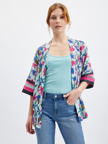 Orsay Hellblauer Damen-Blumenkimono ORSAY
