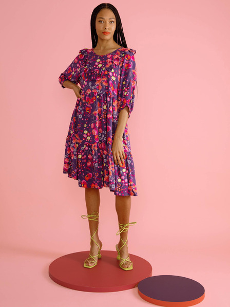 Blutsgeschwister Rosa und lila Damen-Blumenkleid Blutsgeschwister Fabala By Butterfly