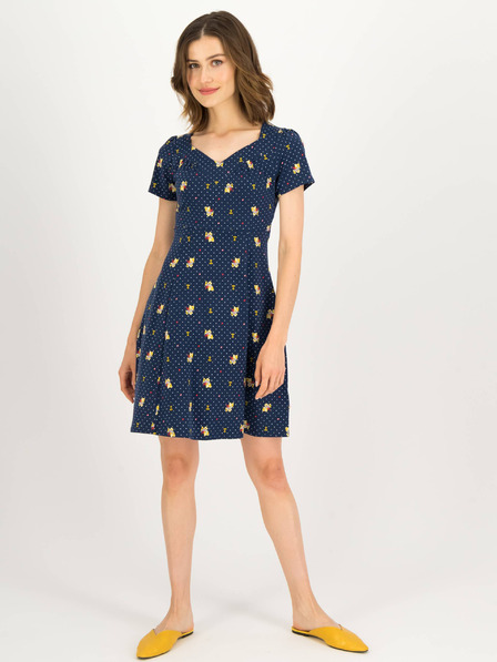 Blutsgeschwister Dunkelblau Damen Punktekleid Blutsgeschwister Sommerliebe