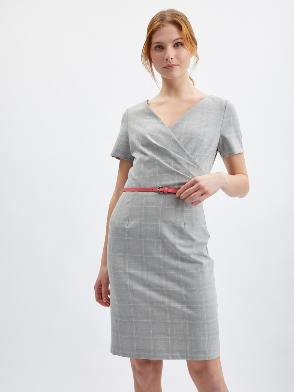 Orsay Grau kariertes Damen-Kleid ORSAY