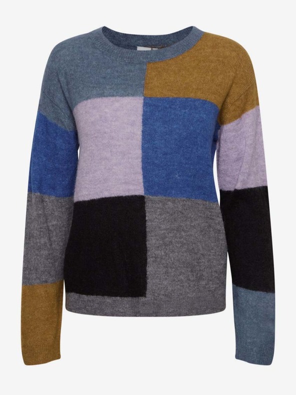 ICHI ICHI Grau karierter Pullover für Damen