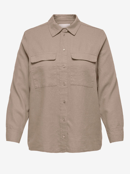 ONLY CARMAKOMA Beigefarbenes Damen-Leinenhemd ONLY CARMAKOMA Caro