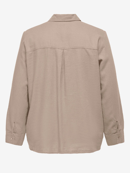 ONLY CARMAKOMA Beigefarbenes Damen-Leinenhemd ONLY CARMAKOMA Caro