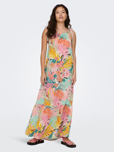 Jacqueline de Yong Grünes und rosa geblümtes Maxikleid für Damen JDY Daisy