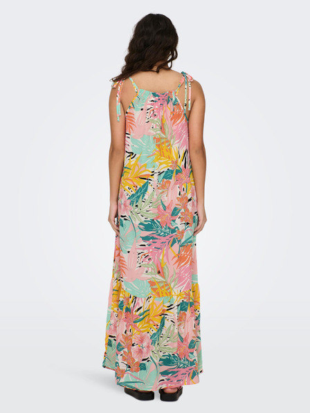 Jacqueline de Yong Grünes und rosa geblümtes Maxikleid für Damen JDY Daisy