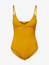 Pieces Gelber einteiliger Damen-Badeanzug Pieces Bib