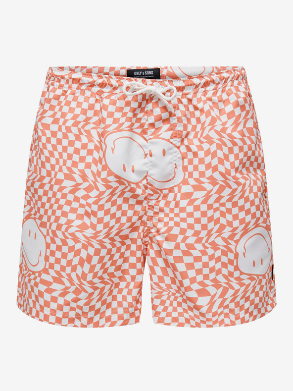 ONLY & SONS Orange gemusterte Herren-Badebekleidung ONLY & SONS Ted