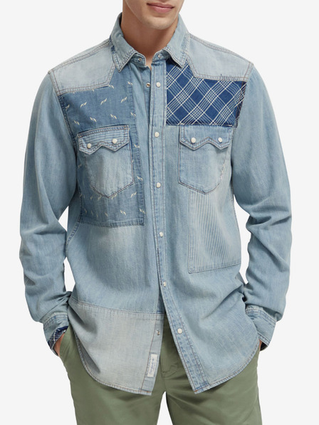 Scotch & Soda Hellblaues Hemd aus gemustertem Denim für Herren Scotch & Soda