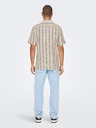 ONLY & SONS Beigefarbenes gestreiftes Kurzarmhemd für Herren ONLY & SONS Trev