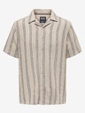 ONLY & SONS Beigefarbenes gestreiftes Kurzarmhemd für Herren ONLY & SONS Trev