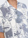 ONLY & SONS Weiß-blaues gemustertes Herren-Kurzarmhemd ONLY & SONS Den