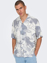 ONLY & SONS Weiß-blaues gemustertes Herren-Kurzarmhemd ONLY & SONS Den