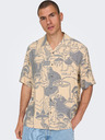 ONLY & SONS Beige Gemustertes Herren-Kurzarmhemd ONLY & SONS Den