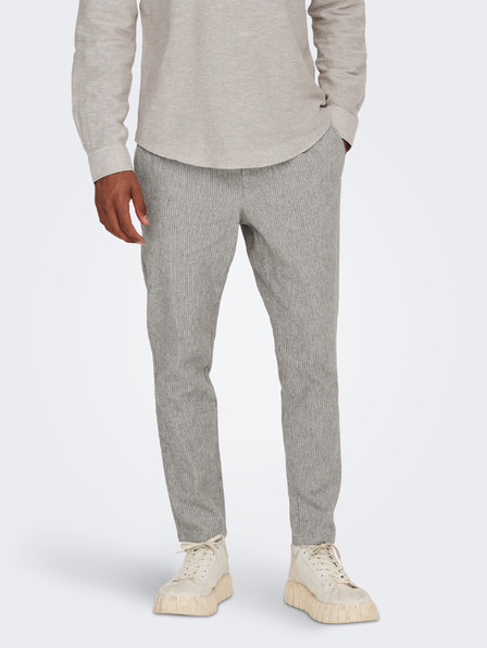 ONLY & SONS Hellgrau gestreifte Herrenhose mit Leinen ONLY & SONS Linus