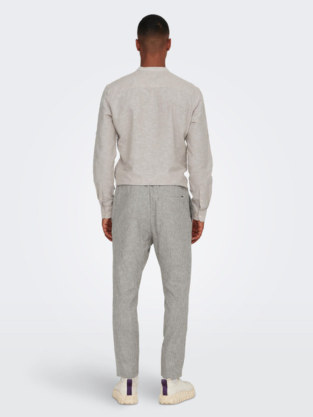 ONLY & SONS Hellgrau gestreifte Herrenhose mit Leinen ONLY & SONS Linus